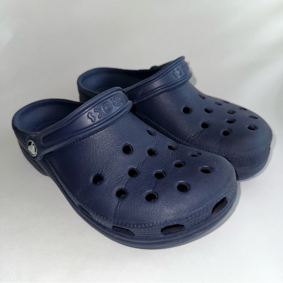 CROCS navy blue Clogs Waterproof Slip On water Shoes flip back strap W7 M5 - Picture 3 of 13